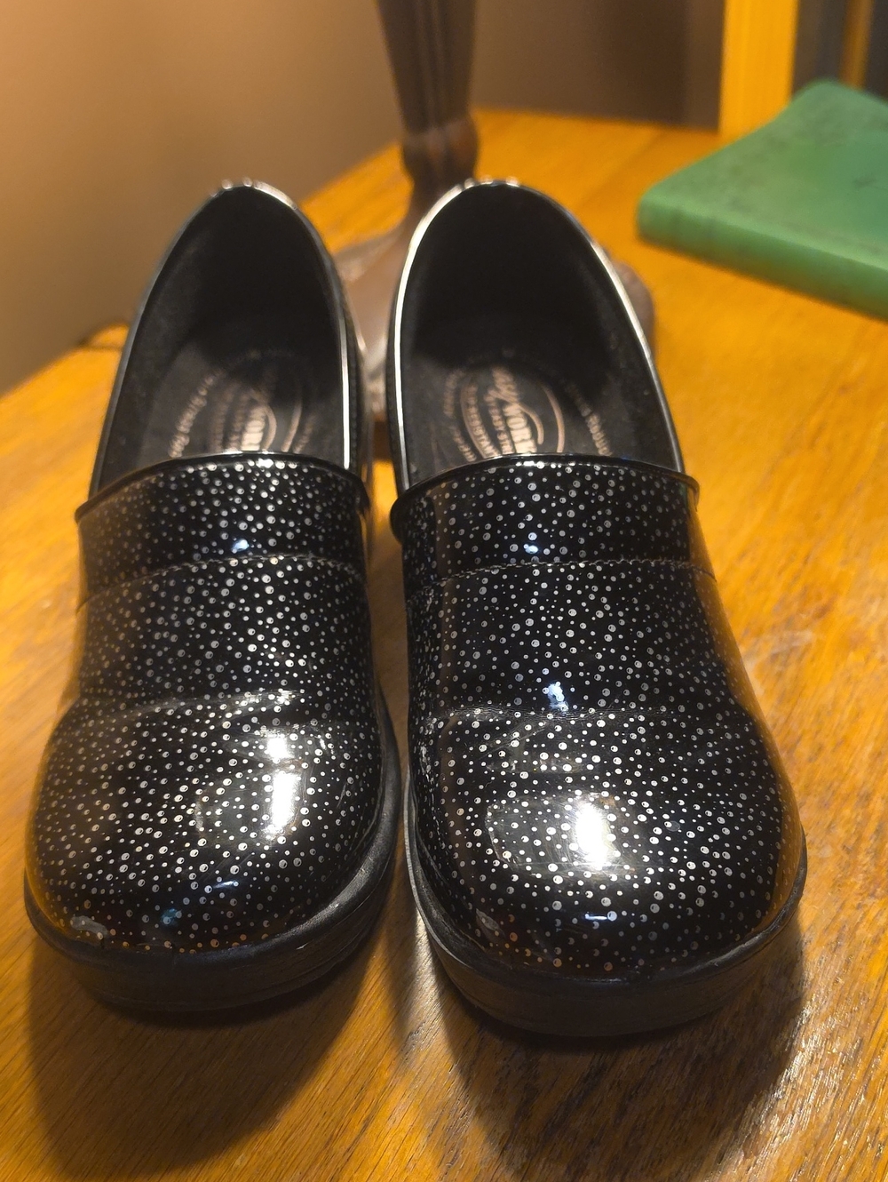 Easy Works By Easy Street Black Sparkle Slip-On Mules